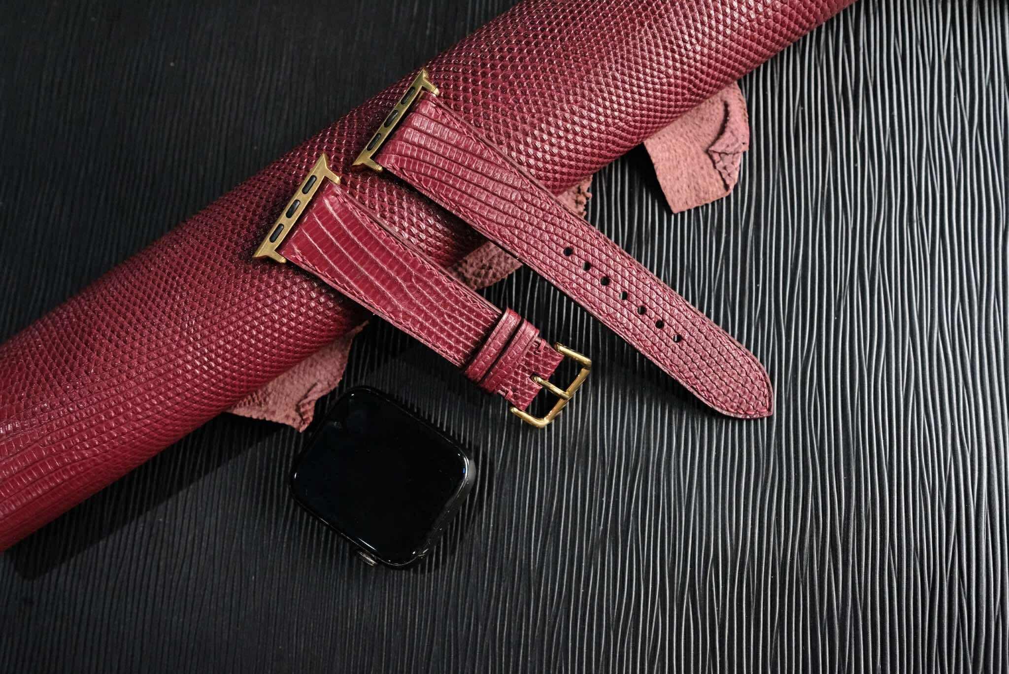 高級トカゲ革時計ベルト手縫い時計ベルトアップルウォッチ時計ベルト1枚目の画像